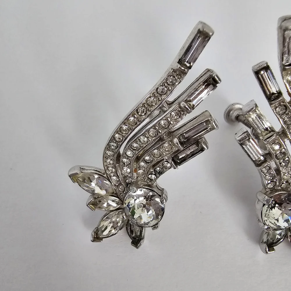 Vintage 1950s Rhodium Plated Rhinestone 